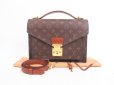 Photo1: LOUIS VUITTON Monogram Leather Brown Hand Bag Monceau w/Strap #4119 (1)