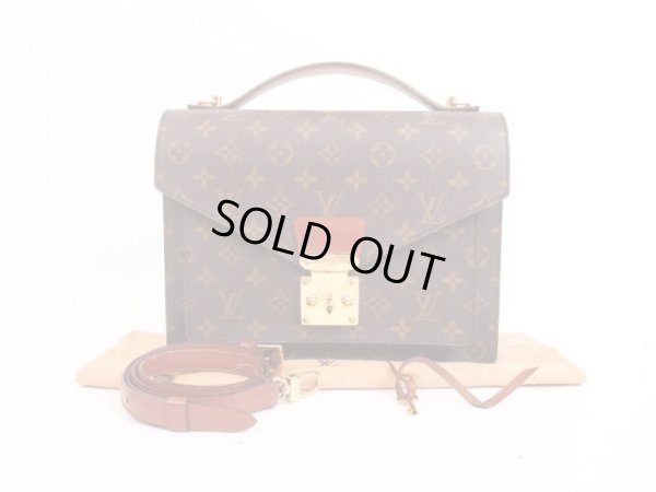 Photo1: LOUIS VUITTON Monogram Leather Brown Hand Bag Monceau w/Strap #4119