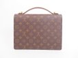 Photo2: LOUIS VUITTON Monogram Leather Brown Hand Bag Monceau w/Strap #4119 (2)