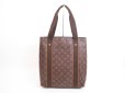 Photo1: LOUIS VUITTON Monogram Leather Brown Tote Bag Cabas Beaubourg #4130 (1)