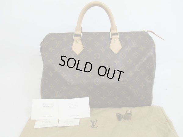 Photo1: LOUIS VUITTON Monogram Leather Brown Hand Bag Purse Speedy35 #4145