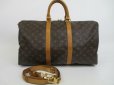 Photo1: LOUIS VUITTON Monogram Leather Brown Gym Bag Keepall 45 Bandouliere #4155 (1)