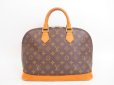 Photo1: LOUIS VUITTON Monogram Leather Brown Hand Bag Purse Alma #4159 (1)