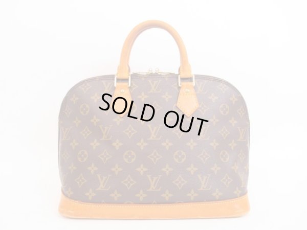 Photo1: LOUIS VUITTON Monogram Leather Brown Hand Bag Purse Alma #4159