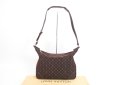 Photo1: LOUIS VUITTON Mini Lin Canvas Brown Shoulder Bag Hobo Boulogne 30 #4164 (1)