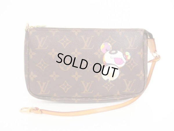 Photo1: LOUIS VUITTON Monogram Leather Brown Murakami Panda Accessories Pouch #4167