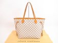 Photo1: LOUIS VUITTON Azur Leather White Tote&Shoppers Bag Neverfull MM #4169 (1)