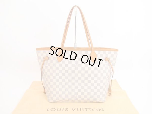 Photo1: LOUIS VUITTON Azur Leather White Tote&Shoppers Bag Neverfull MM #4169