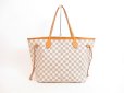 Photo2: LOUIS VUITTON Azur Leather White Tote&Shoppers Bag Neverfull MM #4169 (2)