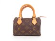 Photo1: LOUIS VUITTON Monogram Leather Brown Hand Bag Purse Mini Speedy #4179 (1)