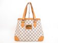 Photo1: LOUIS VUITTON Azur Leather White Tote Bag Purse Hampstead PM #4190 (1)