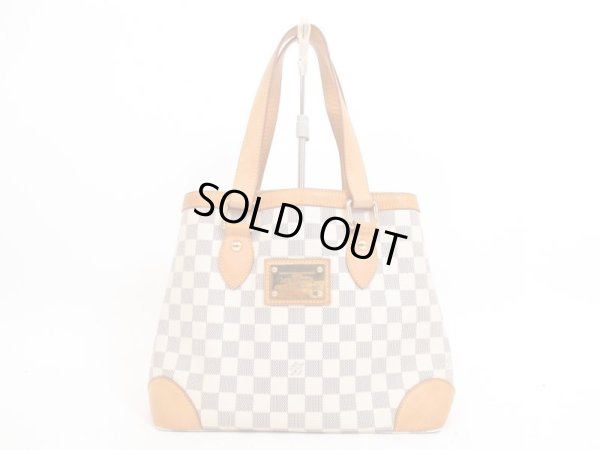 Photo1: LOUIS VUITTON Azur Leather White Tote Bag Purse Hampstead PM #4190