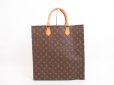 Photo1: LOUIS VUITTON Monogram Leather Brown Hand Bag Tote Bag Sac Plat #4193 (1)