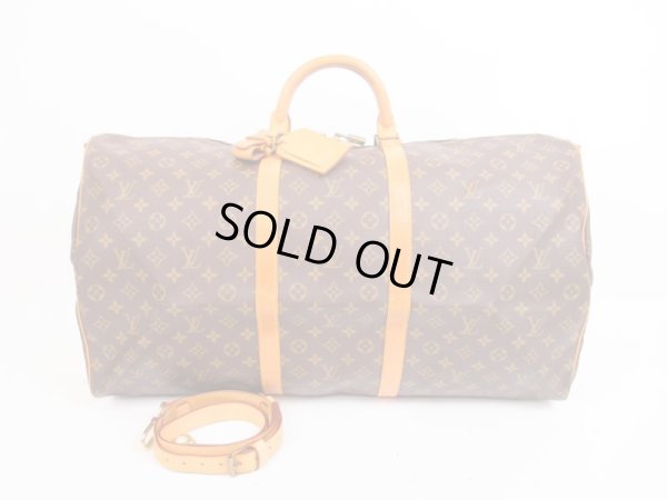 Photo1: LOUIS VUITTON Monogram Leather Brown Gym Bag Keepall 60 Bandouliere #4194