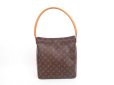 Photo1: LOUIS VUITTON Monogram Leather Brown Shoulder Bag Looping GM #4196 (1)