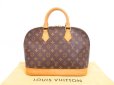 Photo1: LOUIS VUITTON Monogram Leather Brown Hand Bag Purse Alma #4199 (1)