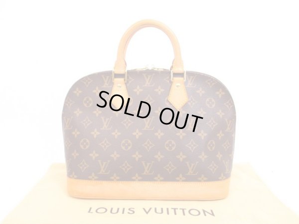 Photo1: LOUIS VUITTON Monogram Leather Brown Hand Bag Purse Alma #4199