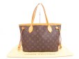 Photo1: LOUIS VUITTON Monogram Leather Brown Hand Bag Purse Neverfull PM #4215 (1)