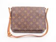 Photo1: LOUIS VUITTON Monogram Leather Brown Shoulder Bag Musette Tango Short #4232 (1)