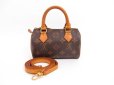 Photo1: LOUIS VUITTON Monogram Leather Brown Hand Bag Mini Speedy w/Strap #4268 (1)