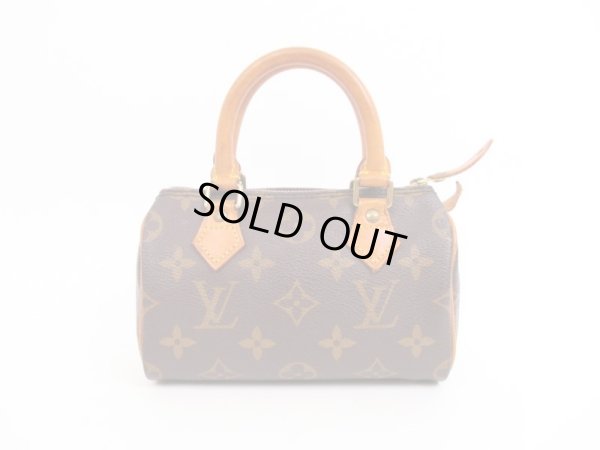 Photo2: LOUIS VUITTON Monogram Leather Brown Hand Bag Mini Speedy w/Strap #4268