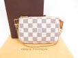 Photo1: LOUIS VUITTON Azur Leather White Chain Pouch Accessories Pouch #4285 (1)