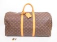 Photo1: LOUIS VUITTON Monogram Leather Brown Duffle Bag Keepall 55 #4302 (1)