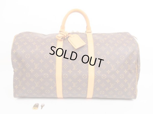 Photo1: LOUIS VUITTON Monogram Leather Brown Duffle Bag Keepall 55 #4302