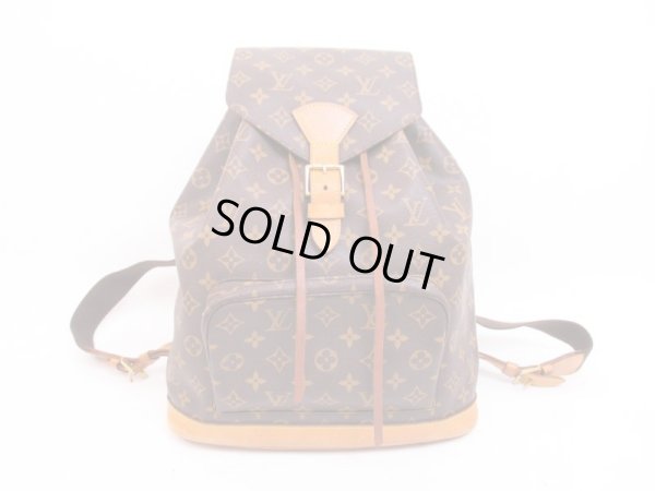 Photo1: LOUIS VUITTON Monogram Leather Brown Backpack Bag Montsouris GM #4323