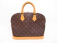 Photo1: LOUIS VUITTON Monogram Leather Brown Hand Bag Purse Alma #4326 (1)