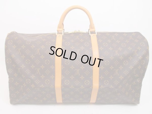 Photo1: LOUIS VUITTON Monogram Leather Brown Duffle&Gym Bag Keepall 60 #4327