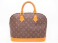 Photo1: LOUIS VUITTON Monogram Leather Brown Hand Bag Purse Alma #4330 (1)