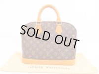 LOUIS VUITTON Monogram Leather Brown Hand Bag Purse Alma #4343