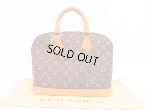 Photo1: LOUIS VUITTON Monogram Leather Brown Hand Bag Purse Alma #4343