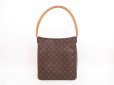 Photo2: LOUIS VUITTON Monogram Leather Brown Shoulder Bag Looping GM #4350 (2)