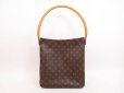 Photo1: LOUIS VUITTON Monogram Leather Brown Shoulder Bag Looping GM #4353 (1)