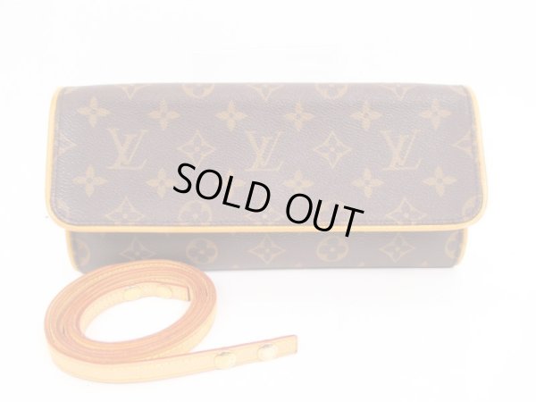 Photo1: LOUIS VUITTON Monogram Leather Brown Fanny Packs Pochette Twin GM #4358