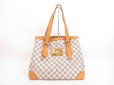 Photo1: LOUIS VUITTON Azur Leather White Tote Bag Purse Hampstead MM #4366 (1)