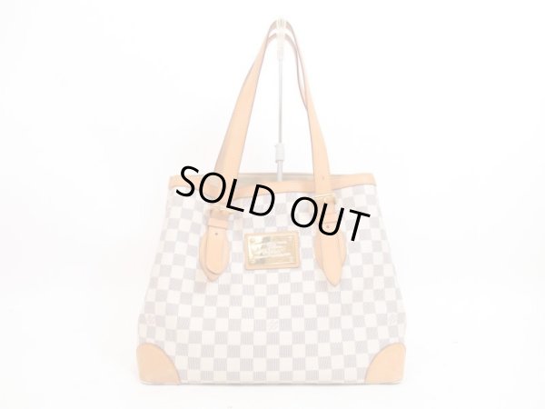 Photo1: LOUIS VUITTON Azur Leather White Tote Bag Purse Hampstead MM #4366