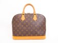 Photo1: LOUIS VUITTON Monogram Leather Brown Hand Bag Purse Alma #4371 (1)