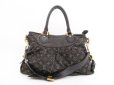 Photo1: LOUIS VUITTON Monogram Denim Black Hand Bag w/Strap Neo Cabby MM #4372 (1)