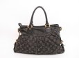 Photo2: LOUIS VUITTON Monogram Denim Black Hand Bag w/Strap Neo Cabby MM #4372 (2)