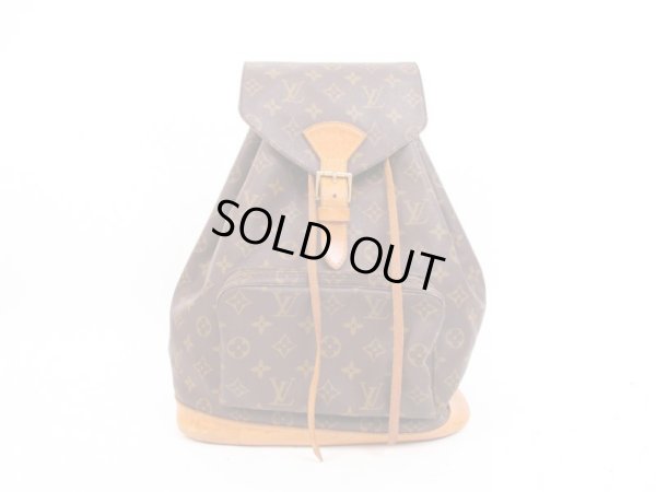 Photo1: LOUIS VUITTON Monogram Leather Brown Backpack Bag Montsouris GM #4384