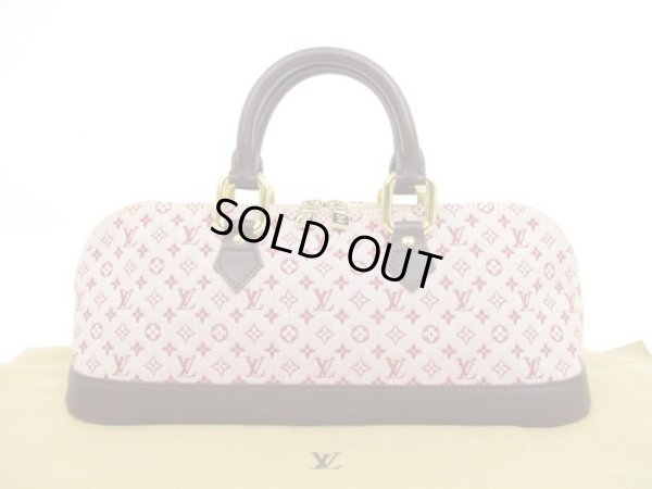 Photo1: LOUIS VUITTON Monogram Mini Canvas Red Hand Bag Alma Long #4401