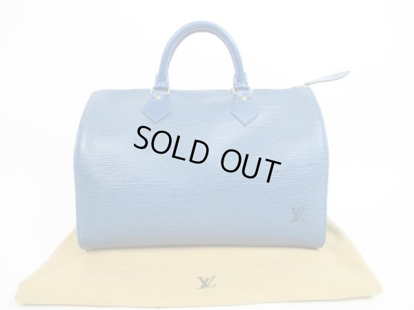 Photo1: LOUIS VUITTON Epi Leather Blue Hand Bag Purse Speedy30 #4403