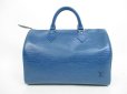 Photo2: LOUIS VUITTON Epi Leather Blue Hand Bag Purse Speedy30 #4403 (2)