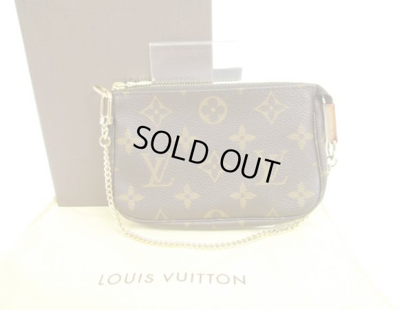 Photo1: LOUIS VUITTON Monogram Leather Brown Chain Pouch Accessories Pouch #4410