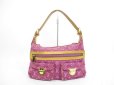 Photo1: LOUIS VUITTON Monogram Denim Pink Shoulder Bag Baggy PM #4413 (1)