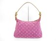 Photo2: LOUIS VUITTON Monogram Denim Pink Shoulder Bag Baggy PM #4413 (2)