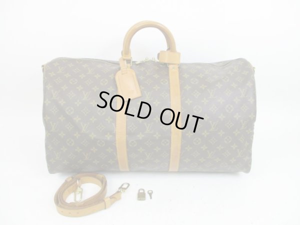 Photo1: LOUIS VUITTON Monogram Leather Brown Gym Bag Keepall 55 Bandouliere #4417